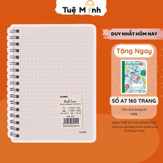 Sổ lò xo kép A6 giấy caro/lined bìa nhựa trong suốt, sổ tay mini 120 trang MS 950 - MS 951 KLONG