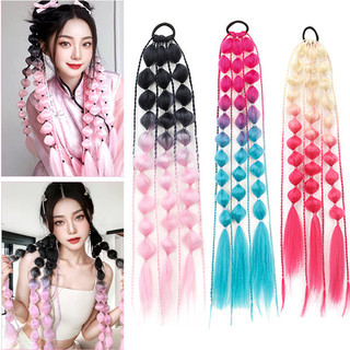  Wigsin Cô Gái Dài Nhiều Màu Sắc Giả Đuôi Ngựa Tóc Hồng Tím Xanh Xoắn Đuôi Ngựa Tóc Nối Dài Cho Các Bữa Tiệc 