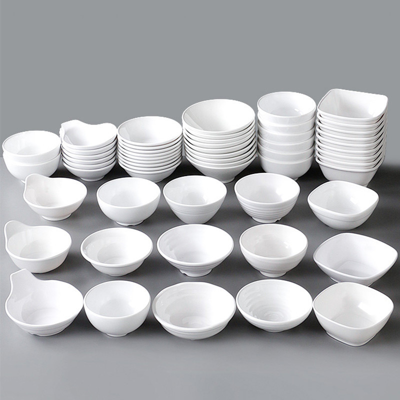 [Melamine] In miễn phí LOGO Cấp thực phẩm A5 Bát Melamine Tay cầm màu trắng Melamine Bát nhỏ Bát vuô
