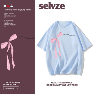 SELVZE Áo thun ngắn tay in nơ thời trang dáng rộng Oversize dành cho nữ