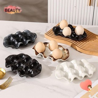 Khay đựng đồ trang sức BEAUTY, Hộp đựng mỹ phẩm 6 lưới đa chức năng, Hộp đựng trứng bằng gốm thời trang