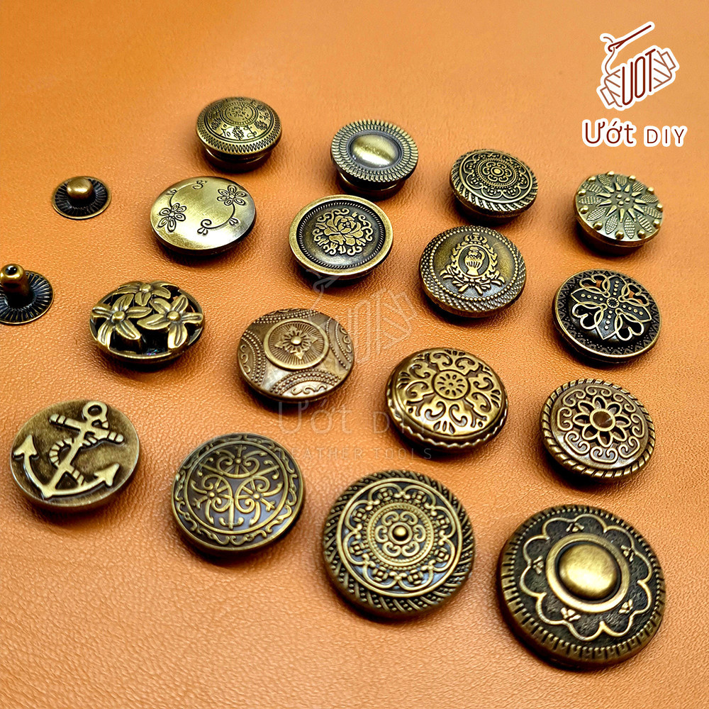 Nút Bấm - Cúc Đóng Hoa Văn Size 633 Đồng Thau/Kẽm Mạ - Dụng Cụ Làm Da Handmade DIY