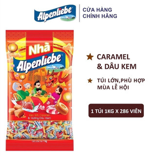 (Bao bì Tết 2024) Kẹo Alpenliebe Hương Dâu Kem (Túi 1kg - 286 viên)