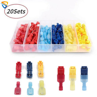 20 Bộ Hình Chữ T Uốn Khối Thiết Bị Đầu Cuối Chống Ăn Mòn Mạ Thiếc Đầu Nối Điện Kẹp Nhiều Kích Thước Tùy Chọn Tước Miễn Phí Đầu Nối Dây