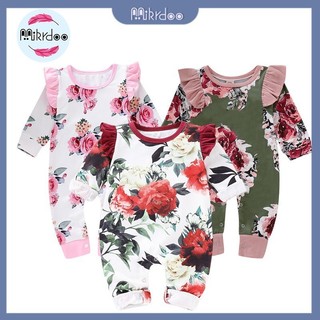 Áo liền quần MIKRDOO in hoa xinh xắn dành cho bé gái sơ sinh