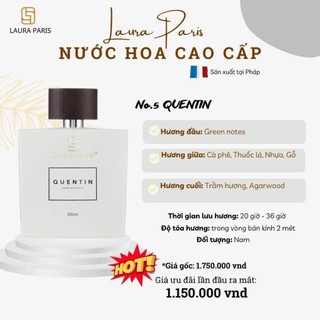 Nước hoa nam Laura Sunshine Paris Quentin - Nhật Kim Anh 100ml, mùi hương nam tính, nổi bật