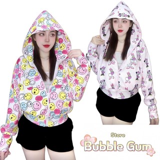 Áo Khoác Nữ Thun Gân In Họa Tiết Hoạt Hình Dễ Thương 6 Túi By BUBBLE GUM