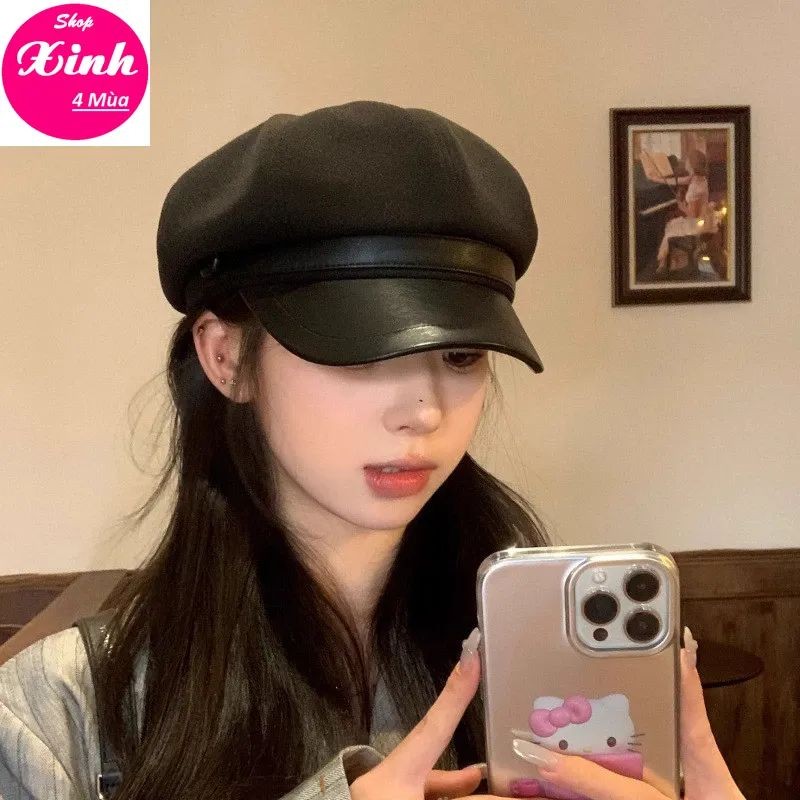 Mũ Nồi Lưỡi Trai Vải Kaki Phối Da PU Sang Trọng Trẻ Trung có dây điều chỉnh size đầu (P045SX4M) | BigBuy360 - bigbuy360.vn