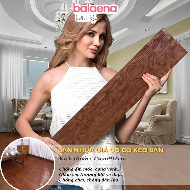 Dán Nền balaena Vân Gỗ PVC - Sàn Nhựa Vân Gỗ Sẵn Keo Tự Thi Công Nhiều Mẫu Lựa Chọn