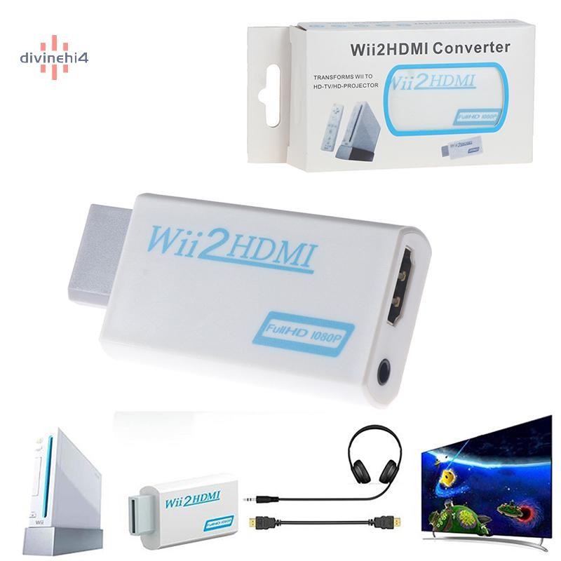 < divinehi4 > 1Pc Wii sang Bộ chuyển đổi 2HDMI Full HD Bộ chuyển đổi đầu ra âm thanh cho PC HDTV