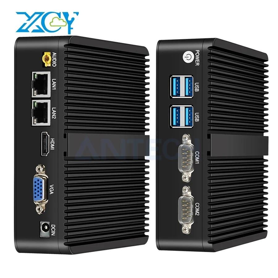 Xcy không quạt  Intel Celeron j4125 2X GbE LAN 2X RS232 HDMI VGA Hỗ trợ Wifi 4G LTE Windows 10 Linux