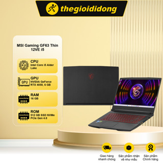 Laptop MSI Gaming GF63 Thin 12VE i5 12450H/16GB/512GB/6GB RTX4050/144Hz/Win11 (460VN)