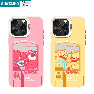 Suntaiho Đẹp Dễ Thương Họa Tiết Gấu Dâu Trong Suốt Mờ Dành Cho Iphone 16 15 14 13 12 11 Pro Max IMD TPU Silicon Cao Cấp Chống Sốc Ốp điện thoại