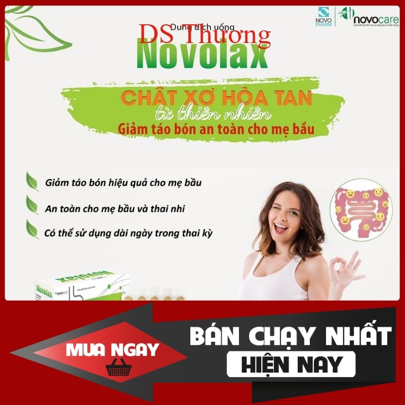 novolax hộp 10 ống chất xơ hòa tan dạng ống nhựa tiện lợi