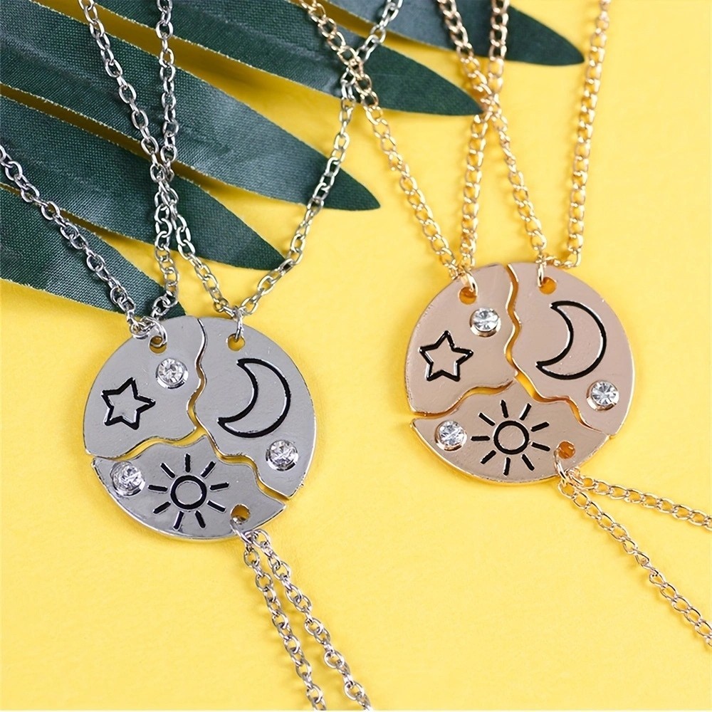 3C/ bộ Mặt Trời Trăng Ngôi Sao Vòng Cổ Mặt Dây Chuyền Người Bạn Thân Nhất Bff Tình Bạn Cặp Đôi Vòng 
