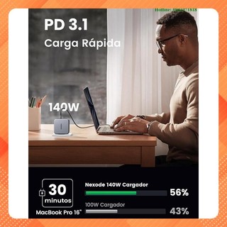 Củ sạc nhanh Nexode 140W GaN PD3.1, 2 USB Type-C và 1 USB Type-A Ugreen 90549 cao cấp (EU)