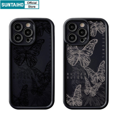 Suntaiho Ngộ nghĩnh Dễ Thương Vỏ Điện Thoại Họa Tiết Bướm Đẹp Cho Iphone 15 14 12 13 11 Pro Max IP 7 8 Plus Iphon X Xs XR Xs Max Silicone Mềm Cao Cấp Chống Sốc Ốp Lưng