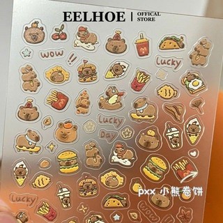 EELHOE 56 Cái/tấm Capy Bara Phim Hoạt Hình Nhãn Dán Trang Trí PVC Dễ Thương miiki_vn