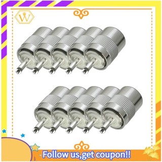 10 đầu nối pl259 uhf nam cắm hàn phụ kiện thay thế cho rg58 rg142 lmr195 rg400 cáp đồng thau
