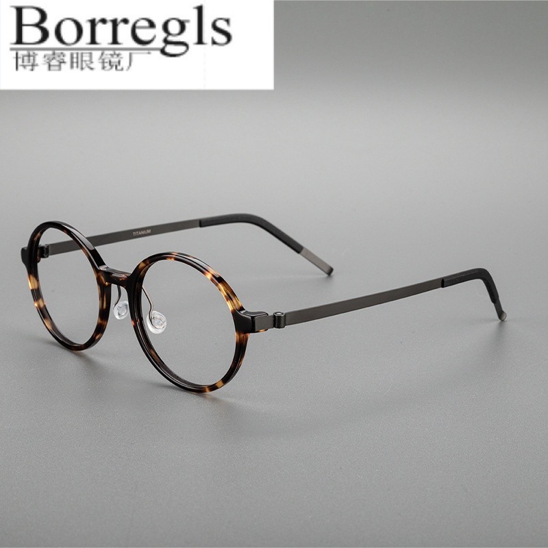 Linde Baichuan 1827 Retro Đĩa Tròn Kính Khung Nam Nữ Kính Siêu Nhẹ Không Vít Tấm Khung Titan