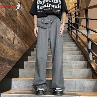 Migratelmate American washed workwear pocket straight retro jeans dành cho nam và nữ quần ống rộng dáng rộng