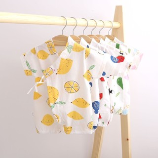 Bộ áo liền quần mùa hè Cotton in hình Kimono Nhật Bản Áo liền quần ngắn tay bé trai bé gái Quần áo tu sĩ thoáng khí