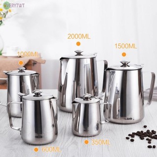 -New In April-Coffee Kettle Milk Frothing Pitcher Jug Stainless Steel with Lids Espresso Cup