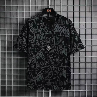 Áo Liền Quần Nữ Tay Ngắn Graffiti Nam Lỏng Lẻo Mùa Hè Lụa Nửa Tay Nơ Plus Kích Thước Quần Áo