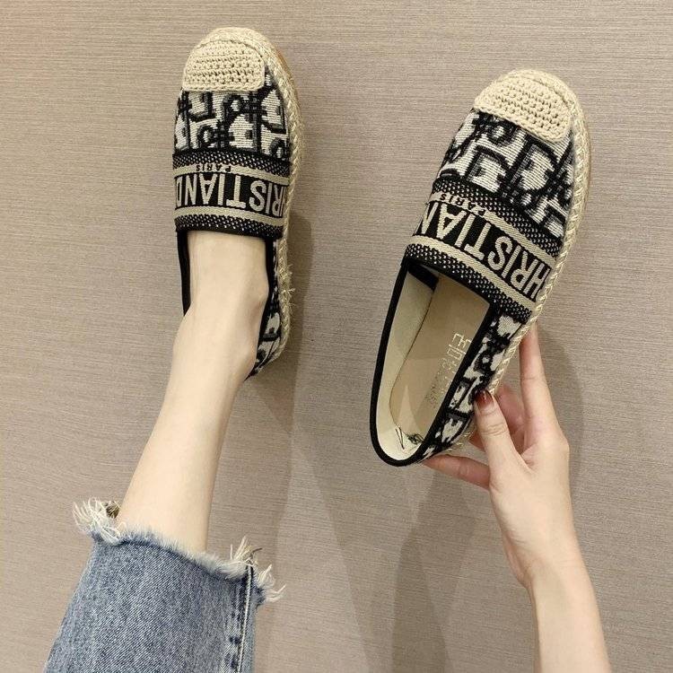 Giày Xô Thêu Giày Đế Bằng Nữ 2023 Giày Dệt Thông Thường Giày Slip-On Slip-On Slip-On