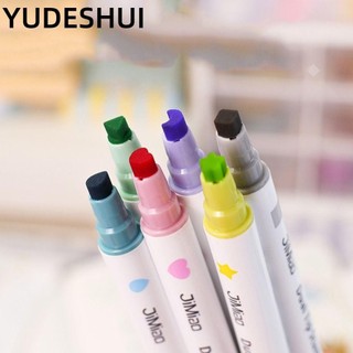 YUDESHUI 6 Màu / bộ Bút Highlighter Đường Cong Nghệ Thuật Giáng Sinh Văn Phòng Phẩm Tích Hợp Highlighters Hình Hoa Hai Đầu Màu
