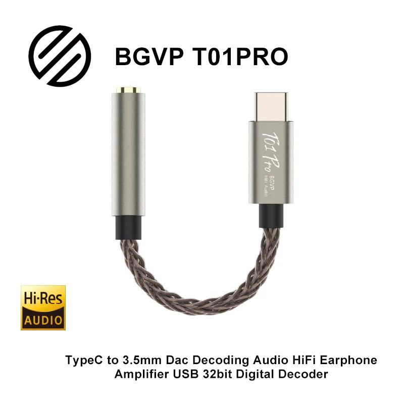 Bgvp T01 Pro Type-C sang 3,5mm Dac Giải Mã Âm Thanh HiFi Bộ Khuếch Đại Tai Nghe USB 32bit Bộ Giải Mã