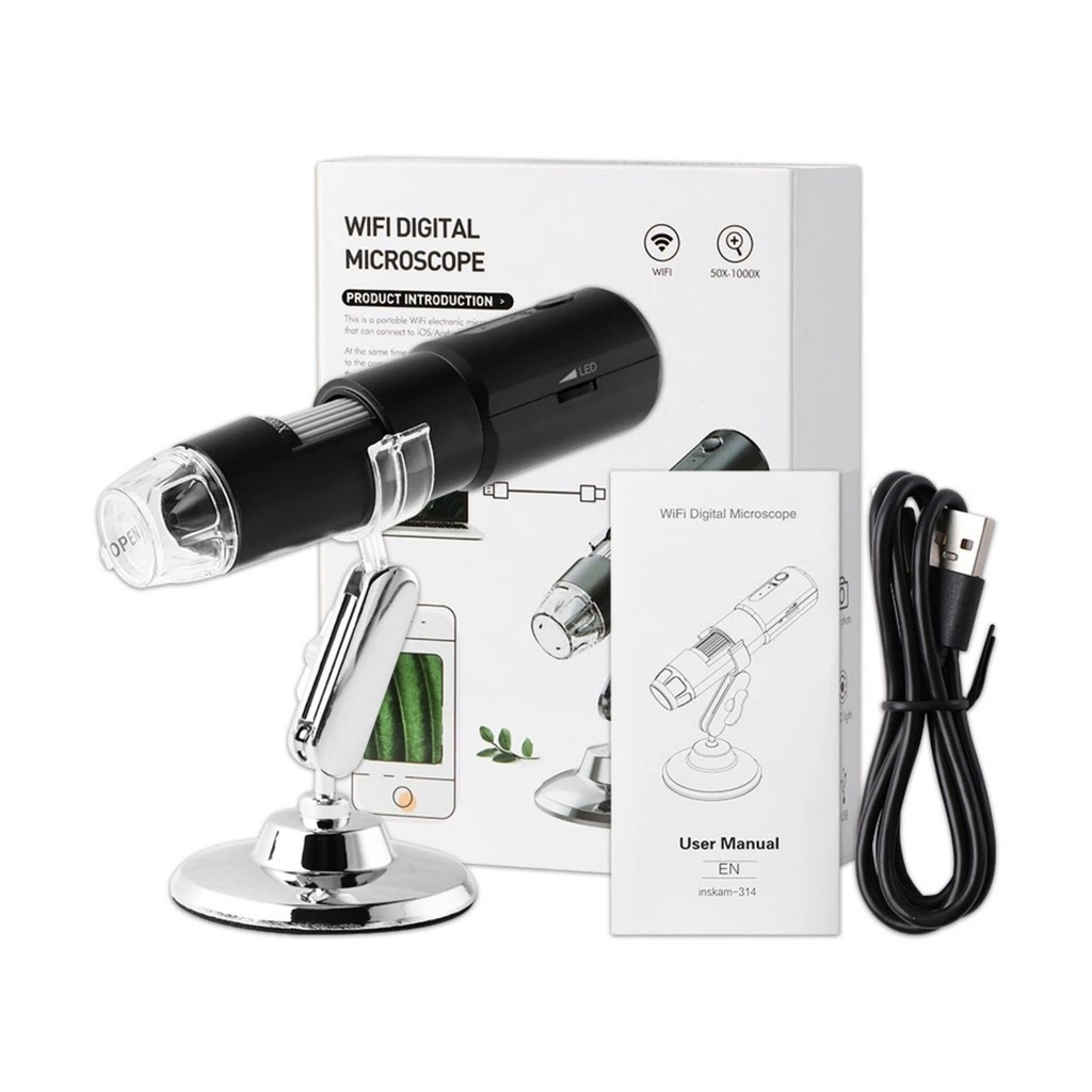 Kính hiển vi điện tử không dây kết nối được tất cả smart phone phóng đại 1000X Digital Microscope