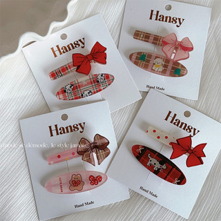 Kẹp tóc nữ Bangs Kẹp tóc nơ màu hồng 1 cặp