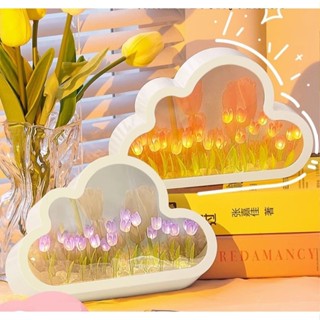   HCM-HỎA TỐC Đèn Ngủ Hoa Tulip Đám Mây Tự Làm Chất Liệu Handmade Cao Cấp Làm Quà Tặng Trang Trí Phòng Ngủ Dễ Thương 