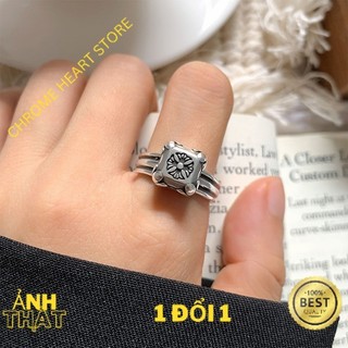 Nhẫn unisex Chrome Heart square bạc fullbox.