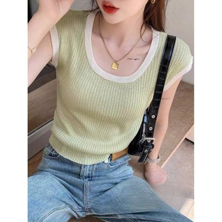 Áo thun dệt kim ngắn tay cổ tròn cho nữ mùa hè