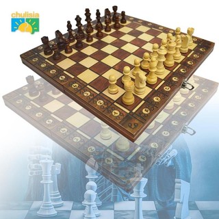 Chalisia 29x29cm gấp bảng gỗ trò chơi bộ đồ chơi 3 trong 1 cờ vua cờ vua combo backgammon