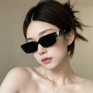 Kính mát nữ vintage vuông kính mát v logo nữ kính mắt nhỏ hình chữ nhật uv400