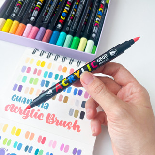 Bút Sơn Brush Acrylic Marker 2 Đầu Guangna 6600 Có Thể Vẽ Lên Nhiều Chất Liệu