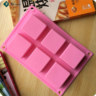 Sẵn sàng! Khuôn làm bánh vuông 6 lỗ bằng silicon dễ thương Khuôn làm xà phòng