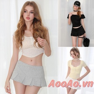 Váy xếp li nữ Váy Mini rắn eo thấp Váy chữ A