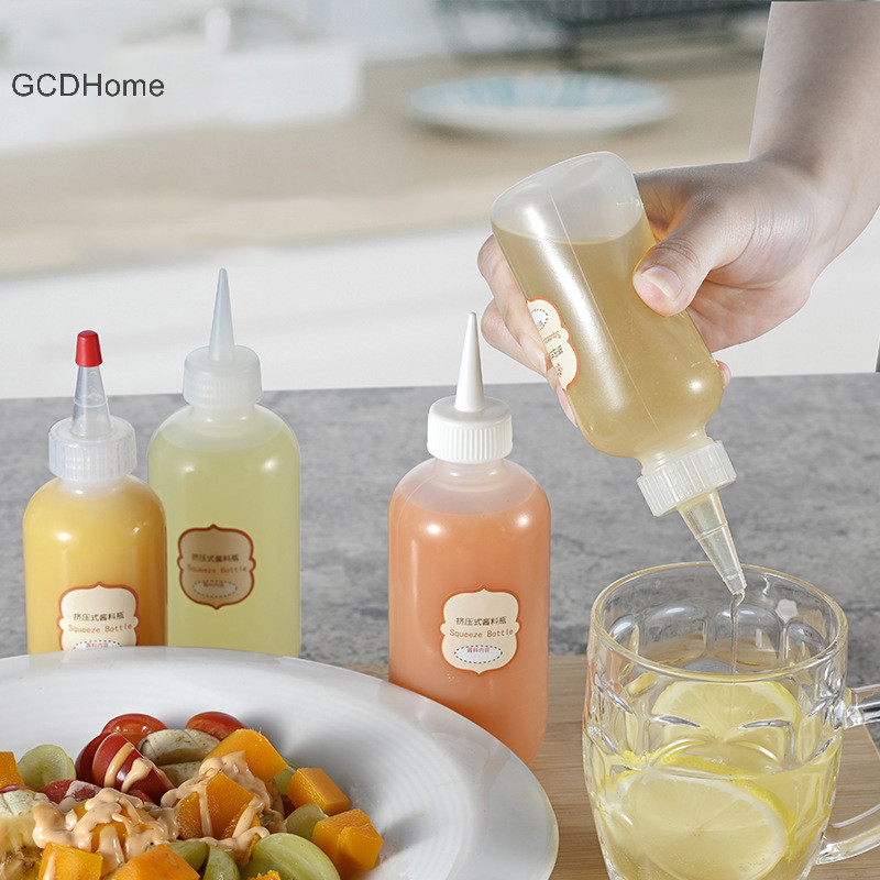 Gcdhome 2 Chiếc 100ml Nước Sốt Bóp Chai Nhựa Gia Vị Hộp Mứt Salad Trang Điểm Hộp Đựng Di Động Dã Ngoại Thịt Nướng Gia Vị Lọ Nhà Bếp HOT