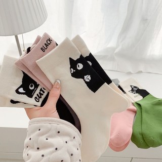 Nữ Mùa Xuân Hè Dễ Thương Mèo Ngọt Ngào Giữa Ống Tất Influencer Hoạt Hình Màu Sắc Phù Hợp Với Mèo Con Phù Hợp Với Tất Cọc Nữ