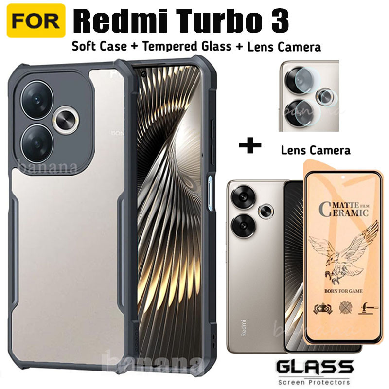 Ốp Chống Sốc Cho Redmi Turbo 3 Kính Cường Lực 3 Trong 1 Redmi13C Redmi A3 Note 13 Pro 4G 5G Ống Kính Máy Ảnh Phim