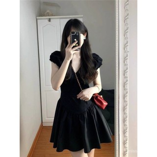 Little Hot Girl Tea Break Trẻ Em Đen Cao Cấp Đầm Pháp 2024v Cổ Ôm Hơn Nhìn Mùa Hè Tính Khí Phong Cách Mới FCKO
