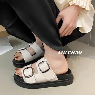 Dép nữ phiên bản Hàn Quốc mới của dép khóa thắt lưng thông thường đế dày