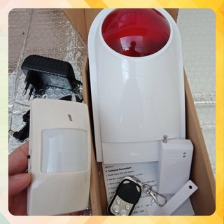 Bộ báo động chống trộm đèn còi t80 - không dây dùng cho gia đình, sân vườn, kho bãi