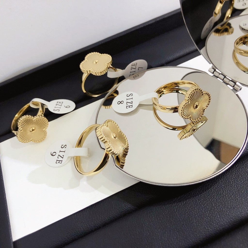 Lv Phổ Biến Vintage Bộ Nhẫn Đơn Giản Phong Cách Hàn Quốc Chữ Ngón Tay Nhẫn Bộ Phụ Kiện Trang Sức Nữ 