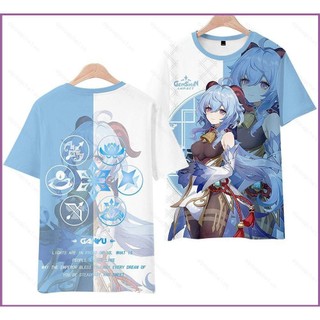 Genshin Impact Áo Thun Ganyu Cosplay Tay Ngắn Áo Trang Phục Tee Hồ Đào Croptop Áo Chopper Venti Keqing Plus kích thước
