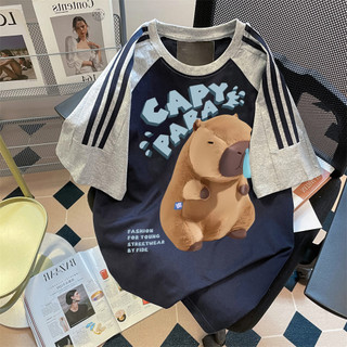 Áo thun NBOT nữ áo capybara áo thun capybara áo phông capybara local brand Raglan cổ tròn 100% cotton-Y1428 20240619